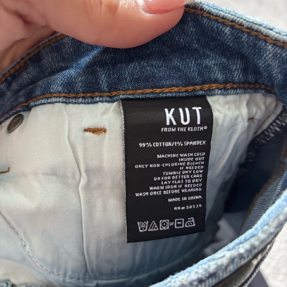 KUT From The Kloth high rise frayed hem denim shorts size 8 - Picture 7 of 8